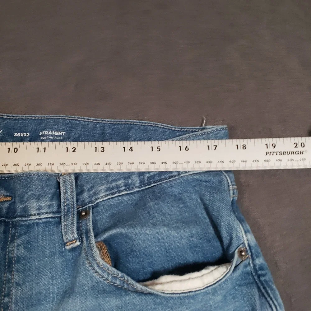 Old‎ Navy Straight Jeans Mens 36x32 Blue Medium Wash Built-In Flex Denim
